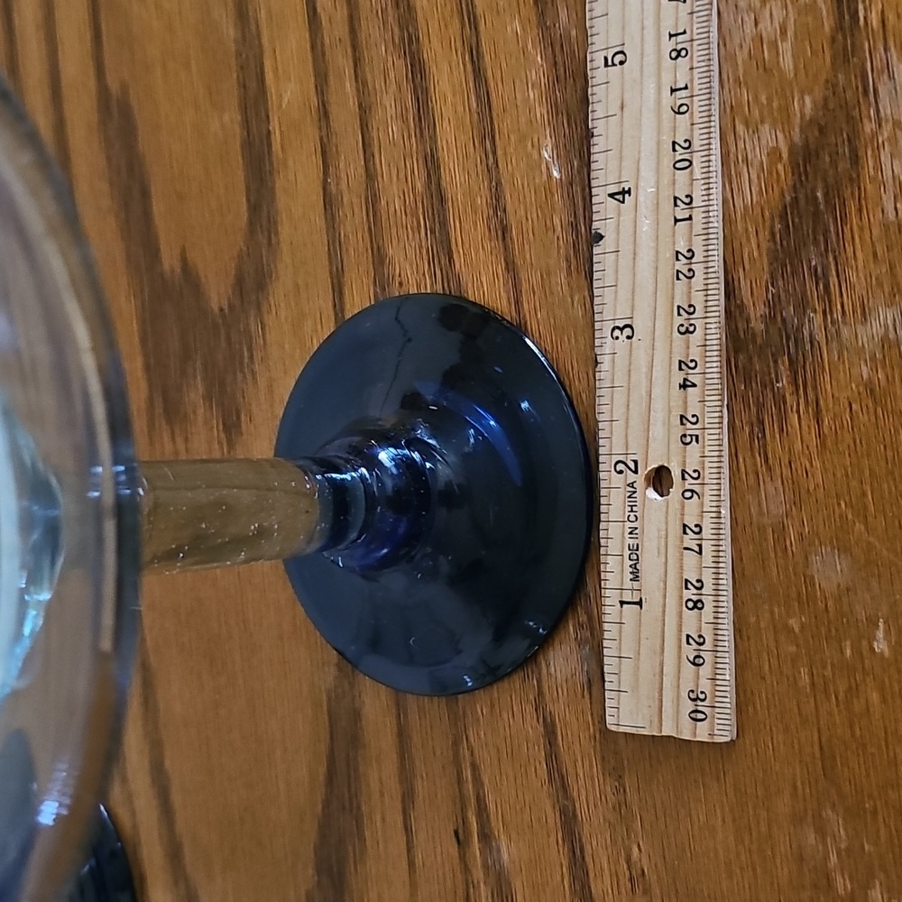 Handblown, Made In Mexico Cobalt Blue Rim Margarita Glass Set - Picture 3 of 6